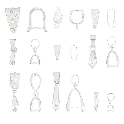 SUPERFINDINGS 96 St¨¹ck 9 Stile Messing Klemmschlaufen Silber Eispickel Schmuckverschl¨¹sse Metall Klemmschlaufe Baumelnder Charm Verschluss Clip Verbindungsst¨¹cke F¨¹r Die Herstellung von Anh?ngern von SUPERFINDINGS