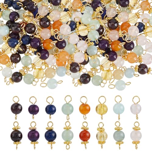 SUPERFINDINGS 96 Stück 2 Stil Edelstein Chip Charms Naturstein Link Charms Verbinder Goldener Stein Charm DIY Schmuckherstellung Für Halsketten Armbänder Ohrringe Fußkettchen von SUPERFINDINGS