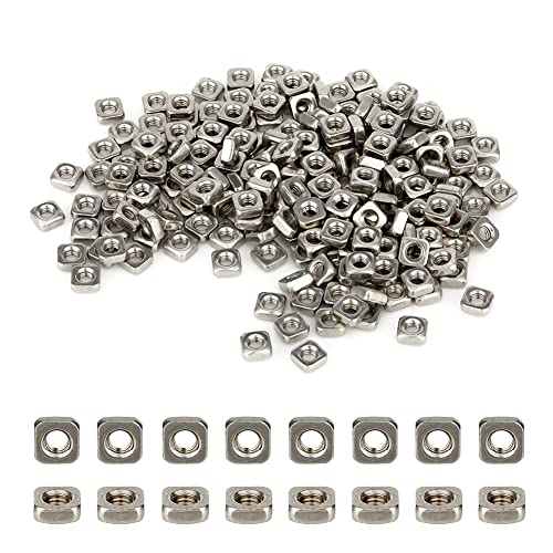 SUPERFINDINGS obre 220 Stück quadratische Muttern M3 Edelstahl, dünne quadratische Muttern, Einsatz 5,4 mm, Sicherungsscheiben, Loch: 2,5 mm von SUPERFINDINGS