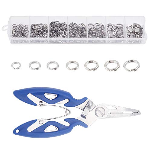 SUPERFINDINGS Ca. 382pcs 7 Größen Edelstahl Angeln Split Ringe Double Snap Loop Köderverbinder Mit Angelzange Für Salzwasser Süßwasserfischen SUPERFINDINGS Ca. 382pcs 7 Größen Edelstahl Angeln Split Ringe Double Snap Loop Köderverbinder Mit Angelzange Für Salzwasser Süßwasserfischen von SUPERFINDINGS