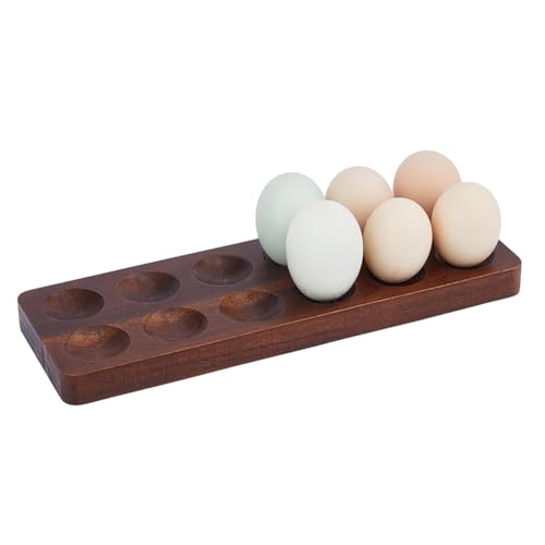 SUPERFINDINGS Eierablage Aus Holz Mit 12 Loch Für Eierbehälter Regal Eierbehälter Eierhalter Eierablage Organizer Für Die Arbeitsplatte Stapelbare Eieraufbewahrungsablagen von SUPERFINDINGS