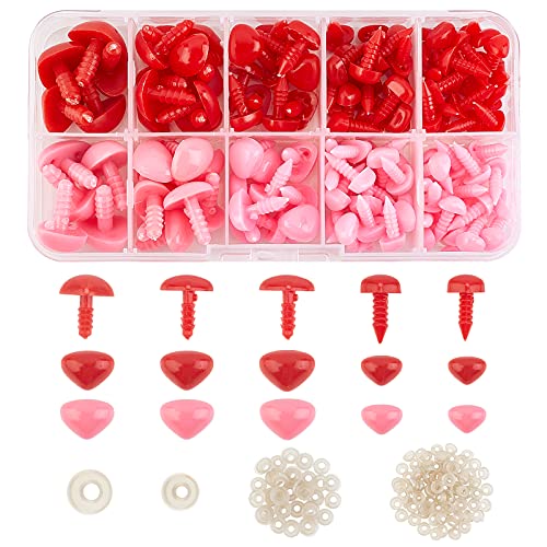 SUPERFINDINGS Über 130pcs 5 Größen Kunststoff DIY Hundenase 2 Farbe Sicherheitsdreieck Nase DIY Handwerk Nasen Rosa Für Bär Puppe Hundepuppe Machen DIY Handwerk von SUPERFINDINGS