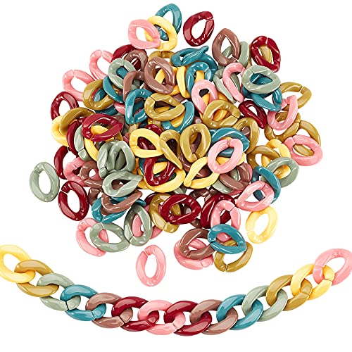 SUPERFINDINGS Über 140pcs 7 Farben 22x16.5x5.5mm Opak Acryl Linking Rings Quick Link Connectors Haken Kettenglieder Twist Link Connectors Für Schmuck DIY Craft Making von SUPERFINDINGS