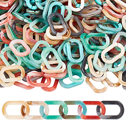 SUPERFINDINGS Über 450pcs 6 Farben Acryl Linking Rings Quick Link Connectors Haken Kettenglieder Bunte Link Connectors Oval Link Connectors Für Schmuck DIY Craft Making von SUPERFINDINGS