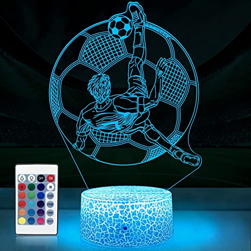 SUPERHONGJIHAO Nachtlicht für Kinder 3D Spiel Fußball LED Lampe mit Fernbedienung 16 Farbwechsel Geburtstagsgeschenk für Kinder von SUPERHONGJIHAO