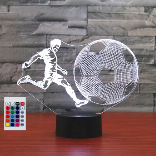 SUPERHONGJIHAO Nachtlicht für Kinder 3D Spiel Fußball LED Lampe mit Fernbedienung 16 Farbwechsel Geburtstagsgeschenk für Kinder von SUPERHONGJIHAO