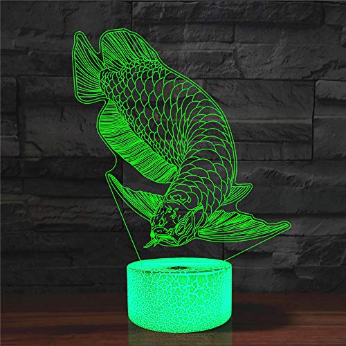 SUPERHONGJIHAO Nachtlicht für Kinder, 3D-Arowana-Fisch-LED-Lampe mit Fernbedienung, 16 Farbwechsel, Weihnachts-Geburtstagsgeschenk für Kinder von SUPERHONGJIHAO