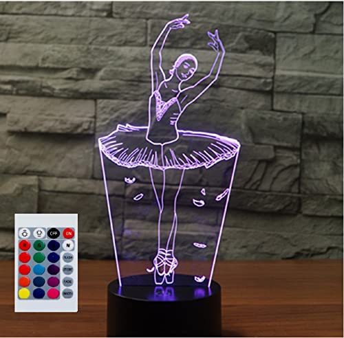 SUPERHONGJIHAO Nachtlicht für Kinder, 3D-Ballerina-Tänzerin, LED-Lampe mit Fernbedienung, 16 Farbwechsel, Weihnachts-Geburtstagsgeschenk für Kinder von SUPERHONGJIHAO