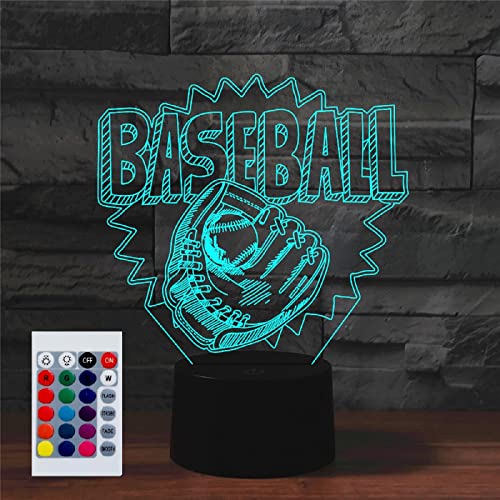 SUPERHONGJIHAO Nachtlicht für Kinder, 3D-Baseball-Handschuhe, LED-Lampe mit Fernbedienung, 16 Farbwechsel, Weihnachten, Geburtstagsgeschenk für Kinder von SUPERHONGJIHAO