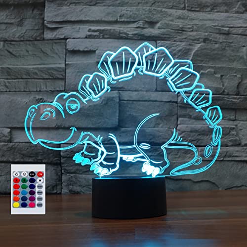 SUPERHONGJIHAO Nachtlicht für Kinder, 3D-Dinosaurier-LED-Lampe mit Fernbedienung, 16 Farbwechsel Geburtstagsgeschenk für Kinder von SUPERHONGJIHAO