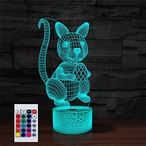 SUPERHONGJIHAO Nachtlicht für Kinder, 3D-Eichhörnchen-LED-Lampe mit Fernbedienung, 16 Farbwechsel Geburtstagsgeschenk für Kinder von SUPERHONGJIHAO