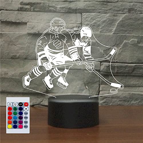 SUPERHONGJIHAO Nachtlicht für Kinder, 3D-Eishockey-LED-Lampe mit Fernbedienung, 16 Farbwechsel, Weihnachts-Geburtstagsgeschenk für Kinder von SUPERHONGJIHAO