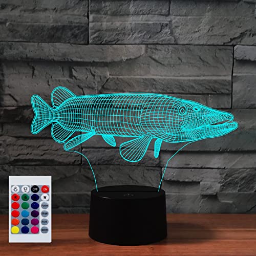 SUPERHONGJIHAO Nachtlicht für Kinder, 3D-Fisch-LED-Lampe mit Fernbedienung 16 Farbwechsel Geburtstagsgeschenk für Kinder von SUPERHONGJIHAO