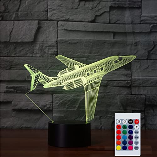 SUPERHONGJIHAO Nachtlicht für Kinder 3D Flugzeug LED Lampe mit Fernbedienung 16 Farbwechsel Geburtstagsgeschenk für Kinder von SUPERHONGJIHAO