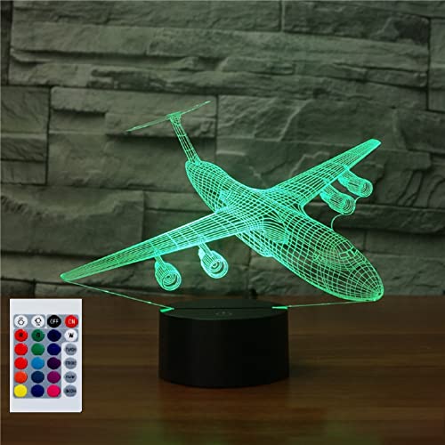 SUPERHONGJIHAO Nachtlicht für Kinder, 3D-Flugzeug-LED-Lampe mit Fernbedienung, 16 Farbwechsel Geburtstagsgeschenk für Kinder von SUPERHONGJIHAO