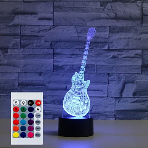 SUPERHONGJIHAO Nachtlicht für Kinder, 3D-Gitarre, LED-Lampe mit Fernbedienung, 16 Farbwechsel Geburtstagsgeschenk für Kinder von SUPERHONGJIHAO