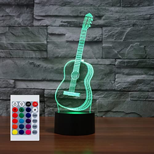 SUPERHONGJIHAO Nachtlicht für Kinder, 3D-Gitarre, LED-Lampe mit Fernbedienung, 16 Farbwechsel Geburtstagsgeschenk für Kinder von SUPERHONGJIHAO
