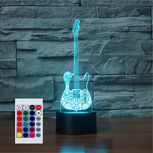 SUPERHONGJIHAO Nachtlicht für Kinder, 3D-Gitarre, LED-Lampe mit Fernbedienung, 16 Farbwechsel Geburtstagsgeschenk für Kinder von SUPERHONGJIHAO