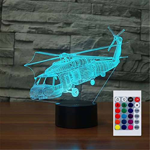 SUPERHONGJIHAO Nachtlicht für Kinder, 3D-Hubschrauber, LED-Lampe mit Fernbedienung, 16 Farbwechsel, Weihnachts-Geburtstagsgeschenk für Kinder von SUPERHONGJIHAO