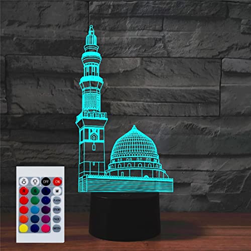 SUPERHONGJIHAO Nachtlicht für Kinder, 3D-Islamische Architektur, LED-Lampe mit Fernbedienung, 16 Farbwechsel, Weihnachten, Geburtstagsgeschenk für Kinder von SUPERHONGJIHAO