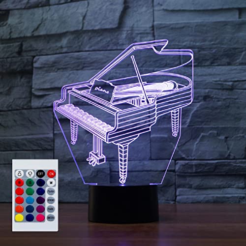 SUPERHONGJIHAO Nachtlicht für Kinder, 3D-Klavier-LED-Lampe mit Fernbedienung, 16 Farbwechsel Geburtstagsgeschenk für Kinder von SUPERHONGJIHAO