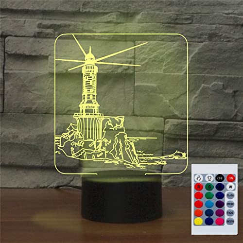 SUPERHONGJIHAO Nachtlicht für Kinder, 3D-Leuchtturm, LED-Lampe mit Fernbedienung, 16 Farbwechsel, Weihnachts-Geburtstagsgeschenk für Kinder von SUPERHONGJIHAO