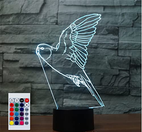 SUPERHONGJIHAO Nachtlicht für Kinder, 3D-Papageien-LED-Lampe mit Fernbedienung, 16 Farbwechsel Geburtstagsgeschenk für Kinder von SUPERHONGJIHAO