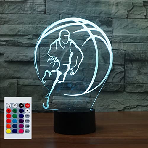 SUPERHONGJIHAO Nachtlicht für Kinder, 3D-Spiel-Basketball-LED-Lampe mit Fernbedienung, 16 Farben, Weihnachts-Geburtstagsgeschenk für Kinder von SUPERHONGJIHAO