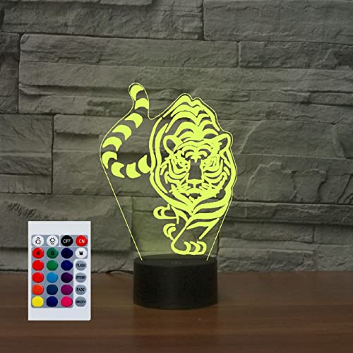SUPERHONGJIHAO Nachtlicht für Kinder, 3D-Tiger-LED-Lampe mit Fernbedienung, 16 Farbwechsel Geburtstagsgeschenk für Kinder von SUPERHONGJIHAO