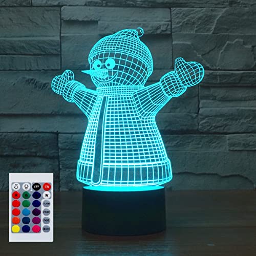 SUPERHONGJIHAO Nachtlicht für Kinder, 3D-Weihnachts-Schneemann-LED-Lampe mit Fernbedienung, 16 Farben, Weihnachts-Geburtstagsgeschenk für Kinder von SUPERHONGJIHAO