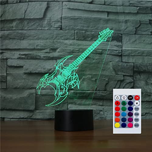 SUPERHONGJIHAO Nachtlicht für Kinder 3D-Gitarre LED-Lampe mit Fernbedienung 16 Farbwechsel Geburtstagsgeschenk für Kinder von SUPERHONGJIHAO