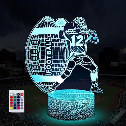 SUPERHONGJIHAO Nachtlicht für Kinder 3D Rugby LED Lampe mit Fernbedienung 16 Farben Geburtstagsgeschenk für Kinder von SUPERHONGJIHAO