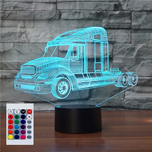 SUPERHONGJIHAO Nachtlicht für Kinder 3D schwere LKW-LED-Lampe mit Fernbedienung 16 Farbwechsel Geburtstagsgeschenk für Kinder von SUPERHONGJIHAO