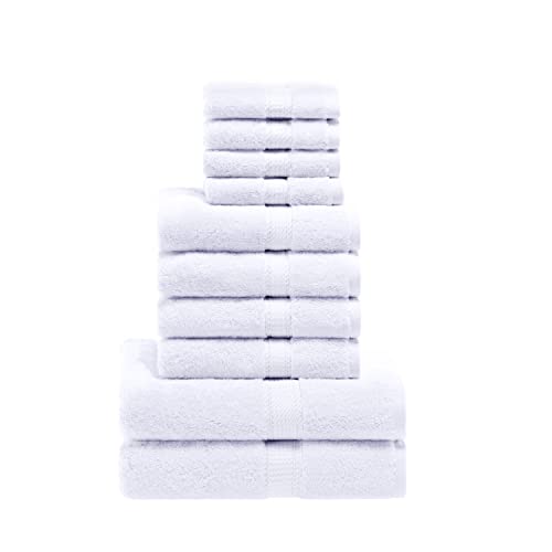 Superior 10-teiliges Handtuch-Set aus ägyptischer Baumwolle, enthält 2 Badetücher, 4 Handtücher, 4 Gesichtstücher/Waschlappen, ultraweiche Luxus-Handtücher, Dicke Plüsch-Essentials, Gästebad, Spa, von Superior