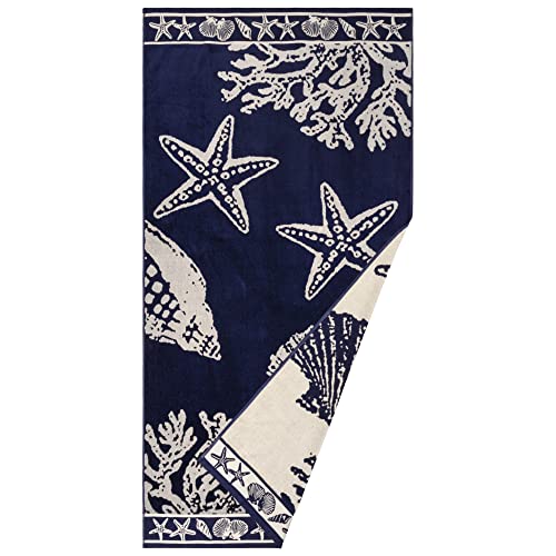 SUPERIOR Seacoast Oversized Beach Towel, 35" x 67", Navy Blue von Superior