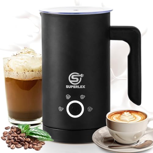 SUPERLEX Elektrischer Milchaufschäumer 150ml Automatischer 4-in-1 Funktion, Milch Dampfgarer Wärmer für Heißer Kalter Schokolade Kaffee, Latte Macchiato, Cappuccino, Matcha von SUPERLEX