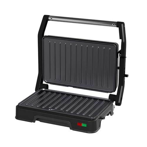 SUPERLEX Sandwichmaker & Kontaktgrill 1000W - 2-in-1 Panini Grill, klappbar auf 180° flach, Edelstahl Gehäuse matt schwarz SUPERLEX Sandwichmaker & Kontaktgrill 1000W - 2-in-1 Panini Grill, klappbar auf 180° flach, Edelstahl Gehäuse matt schwarz von SUPERLEX