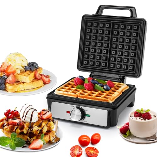 SUPERLEX Dual Waffeleisen Belgische Waffel, 1600 Watt für 2 Belgische Waffeln mit Antihaftbeschichtung, Cool-Touch Griff und Kontrollleuchte von SUPERLEX