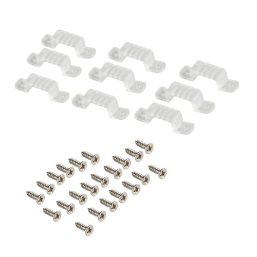 SUPERNIGHT LED 10mm Silicon Clip, Strip Light Mounting Brackets for Fixing 5050 LED Light Strip or 8mm-Wide 3528 Light Strip, Screws Included(Pack of 50) von SUPERNIGHT