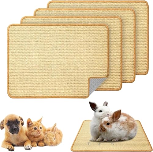 30x40 cm Kaninchen Kratzmatte - Natürliche Sisal Kratzmatte für Katzen & Kleintiere - Kratz- und Schlafunterlage für Meerschweinchen, Chinchillas & Frettchen (3er-Set) von SUPERPAWS