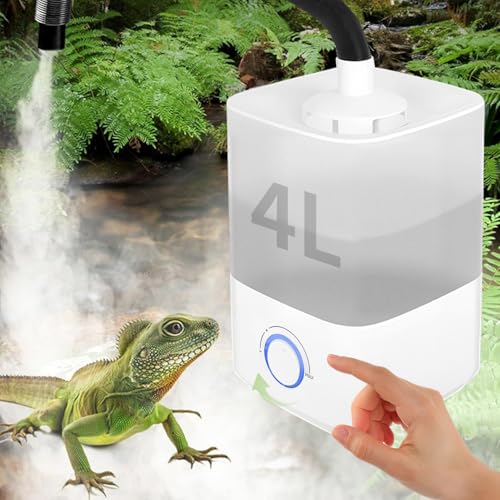 4L Reptilien-Luftbefeuchter mit Knauf, Wasserstandsvisualisierung, Reptilien-Nebelsystem, einstellbares Sprühvolumen für Reptilien, Amphibien, Herps, Vivarium, Gecko-Tanks (4 l mit Knauf) von SUPERPAWS