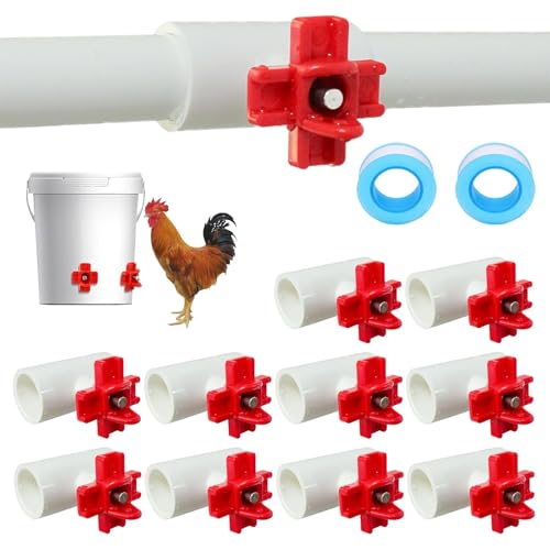 Automatische Hühnerbewässerung für Enten, Wachteln, Vögel, Outdoor, Kunststoff, Hühner-Wasser-Futterschalen, Geflügel, Wasser-Futterstation für Küken, Enten, Gans, Truthahn und Häschen (Weiß und Rot Automatische Hühnerbewässerung für Enten, Wachteln, Vögel, Outdoor, Kunststoff, Hühner-Wasser-Futterschalen, Geflügel, Wasser-Futterstation für Küken, Enten, Gans, Truthahn und Häschen (Weiß und Rot von SUPERPAWS