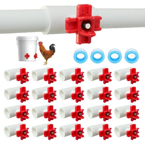 Automatische Hühnerbewässerung für Enten, Wachteln, Vögel, Outdoor, Kunststoff, Hühner-Wasser-Futterschalen, Geflügel, Wasser-Futterstation für Küken, Enten, Gans, Truthahn und Häschen (Weiß und Rot Automatische Hühnerbewässerung für Enten, Wachteln, Vögel, Outdoor, Kunststoff, Hühner-Wasser-Futterschalen, Geflügel, Wasser-Futterstation für Küken, Enten, Gans, Truthahn und Häschen (Weiß und Rot von SUPERPAWS