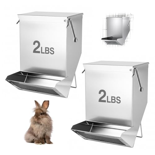 Kaninchen-Futterspender für Meerschweinchen-Futterspender für Käfige, großes Fassungsvermögen, 0,9 kg, mit Deckel und zum Aufhängen, Kleintierfutterspender für Bauernhof, Garten, Silber, 11,9 cm, 2 Kaninchen-Futterspender für Meerschweinchen-Futterspender für Käfige, großes Fassungsvermögen, 0,9 kg, mit Deckel und zum Aufhängen, Kleintierfutterspender für Bauernhof, Garten, Silber, 11,9 cm, 2 von SUPERPAWS