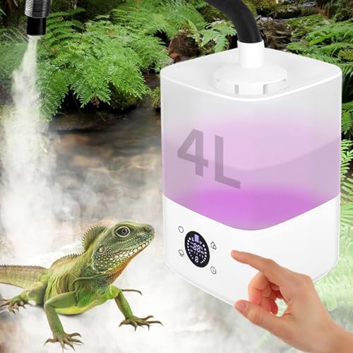 Reptilien-Luftbefeuchter mit Timing und bunten Nachtlichtern, Wasservisualisierung, Nebelsystem, einstellbares Sprühvolumen für Reptilien, Amphibien, Herps, Vivarium (4 l mit Timing) von SUPERPAWS