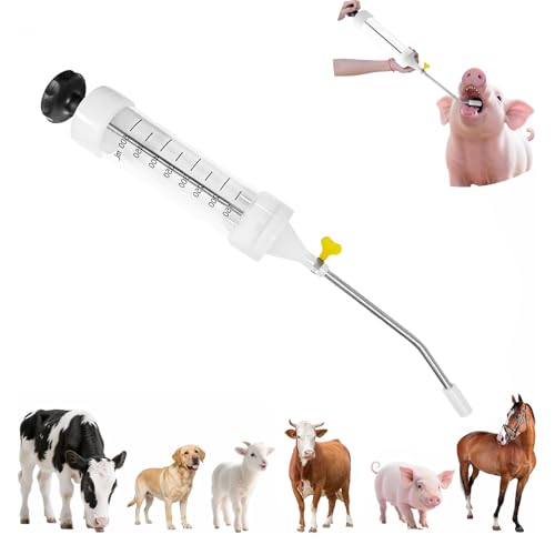 SUPERPAWS 500 ml große Dosierung Schweinefutterstation kontinuierliche Dosierung Injektion Edelstahlgriff Autonomes Ziegenfutterwerkzeug für Hühner, Enten, Gänsebulle, Schafe, Geflügel von SUPERPAWS