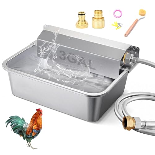 SUPERPAWS Automatischer Hühner-Wasserspender Groß 304 Edelstahl Entenbewässerung Outdoor Schwerlast Selbstbefüllendes Bewässerungssystem mit Installationszubehör Reinigungsbürste von SUPERPAWS