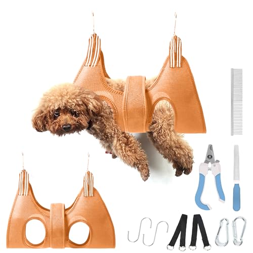 SUPERPAWS Hundepflege-Hängematte für kleine Hunde und Katzen, mit Nagelknipser, Trimmer-Set, Haustierpflegeschlinge mit starkem Hüftgurt für zusätzliche Sicherheit SUPERPAWS Hundepflege-Hängematte für kleine Hunde und Katzen, mit Nagelknipser, Trimmer-Set, Haustierpflegeschlinge mit starkem Hüftgurt für zusätzliche Sicherheit von SUPERPAWS