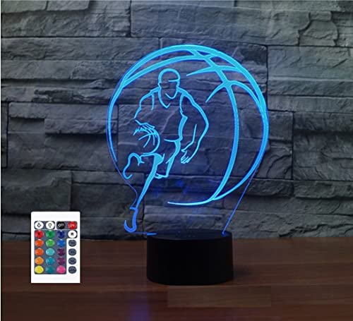 3D Basketball Fernbedienung16 Farben Nachtlichter Illusion Acryl LED-Tisch Nachttischlampe, Kinderzimmer Schreibtisch Dekoration Spielzeug für Kinder von SUPERRUIDALONG