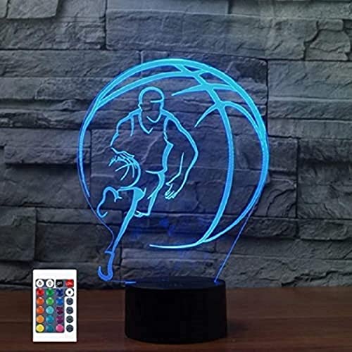 3D Basketball Lampe Fernbedienung 16 Farben Nachtlichter Illusion Acryl LED Tisch Nachttischlampe Kinderzimmer Schreibtisch Dekoration Geburtstag süßes Spielzeug für Kinder und Erwachsene von SUPERRUIDALONG